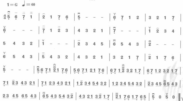 二胡G調（5. 2弦）把位技巧要點與練習簡譜