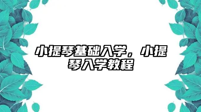 小提琴基礎入學，小提琴入學教程