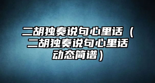 二胡獨奏說句心里話（二胡獨奏說句心里話動態簡譜）