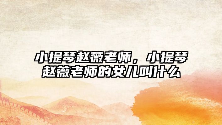 小提琴趙薇老師，小提琴趙薇老師的女兒叫什么