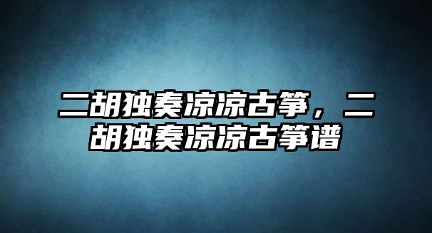 二胡獨奏涼涼古箏，二胡獨奏涼涼古箏譜