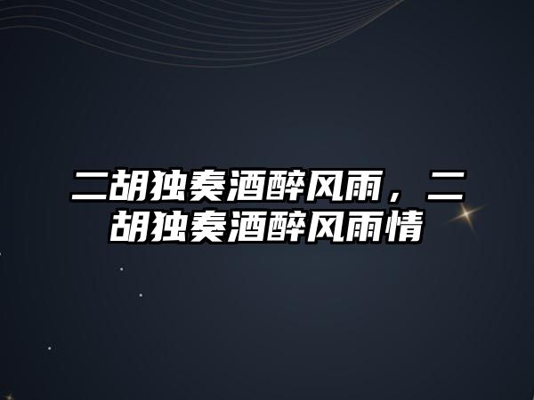 二胡獨奏酒醉風(fēng)雨，二胡獨奏酒醉風(fēng)雨情