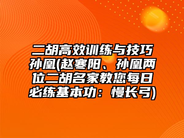 二胡高效訓練與技巧孫凰(趙寒陽、孫凰兩位二胡名家教您每日必練基本功：慢長弓)