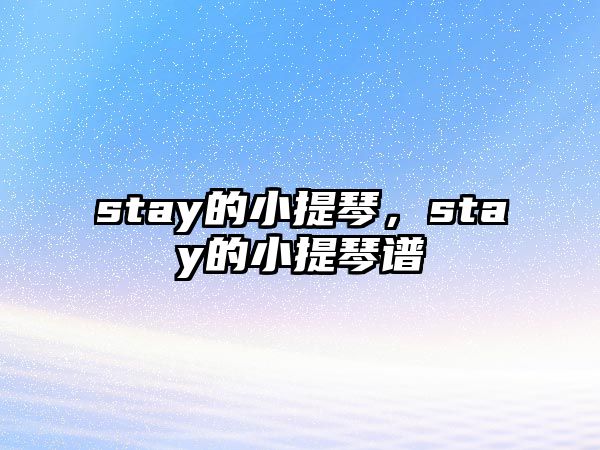 stay的小提琴，stay的小提琴譜