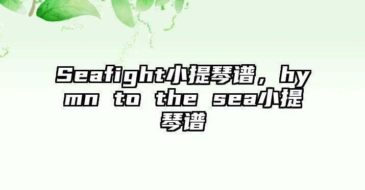 Seafight小提琴譜，hymn to the sea小提琴譜