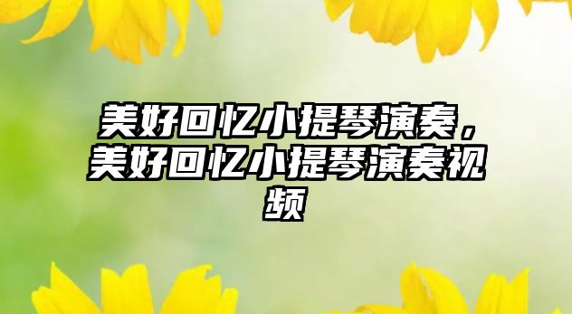 美好回憶小提琴演奏，美好回憶小提琴演奏視頻