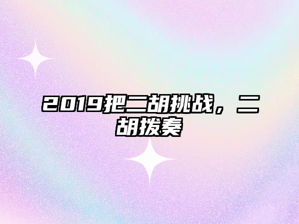 2019把二胡挑戰，二胡撥奏