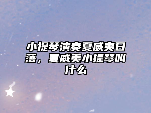 小提琴演奏夏威夷日落，夏威夷小提琴叫什么