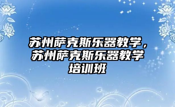 蘇州薩克斯樂器教學，蘇州薩克斯樂器教學培訓班