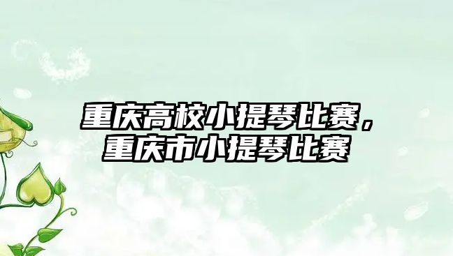 重慶高校小提琴比賽，重慶市小提琴比賽