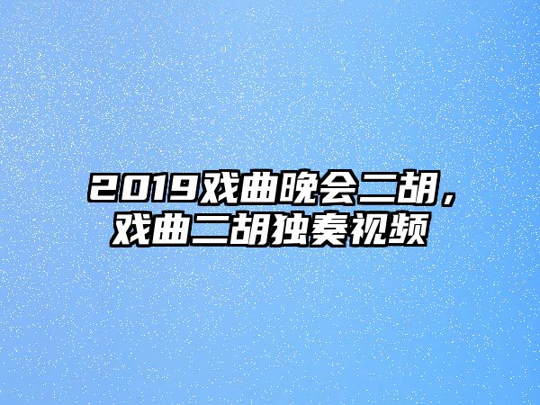 2019戲曲晚會二胡，戲曲二胡獨奏視頻