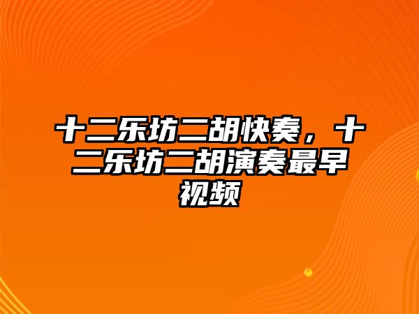 十二樂坊二胡快奏，十二樂坊二胡演奏最早視頻