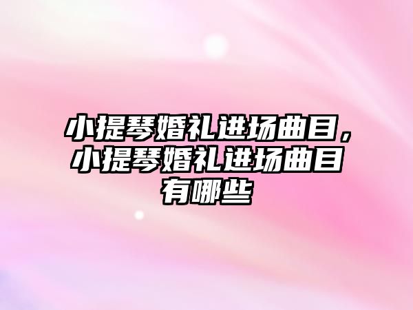 小提琴婚禮進場曲目，小提琴婚禮進場曲目有哪些