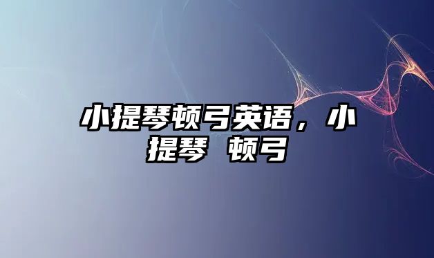 小提琴頓弓英語，小提琴 頓弓