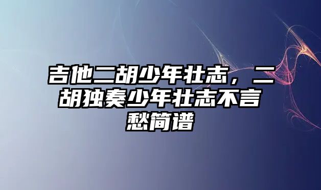 吉他二胡少年壯志，二胡獨奏少年壯志不言愁簡譜