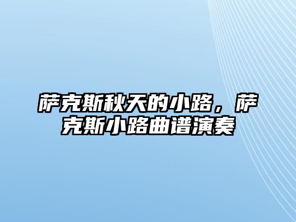 薩克斯秋天的小路，薩克斯小路曲譜演奏