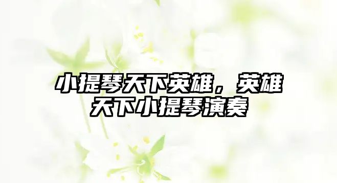 小提琴天下英雄，英雄天下小提琴演奏