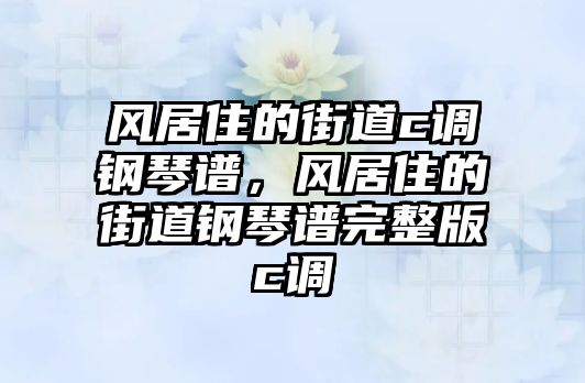 風居住的街道c調鋼琴譜，風居住的街道鋼琴譜完整版c調