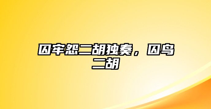 囚牢怨二胡獨奏，囚鳥二胡