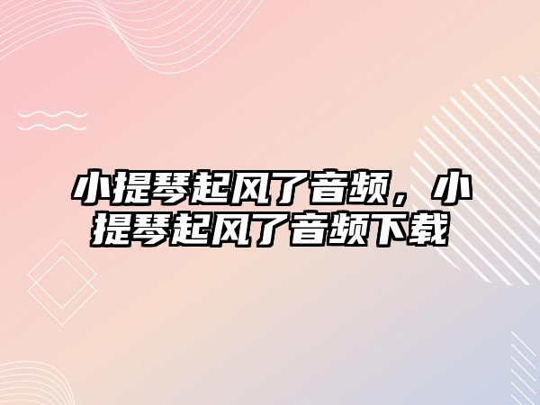 小提琴起風了音頻，小提琴起風了音頻下載