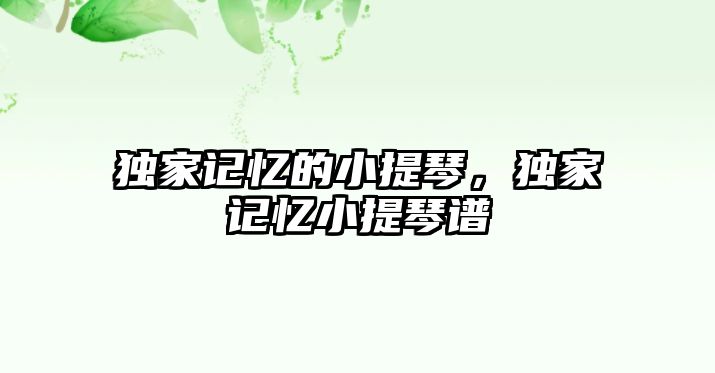 獨家記憶的小提琴，獨家記憶小提琴譜