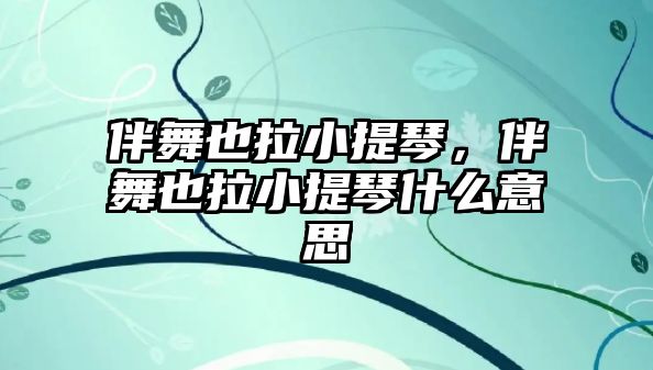 伴舞也拉小提琴，伴舞也拉小提琴什么意思