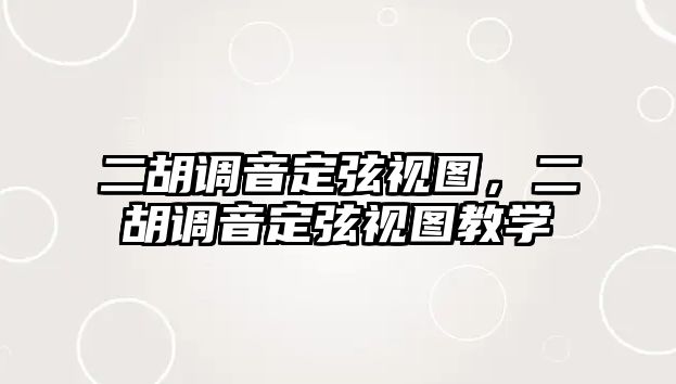 二胡調音定弦視圖，二胡調音定弦視圖教學