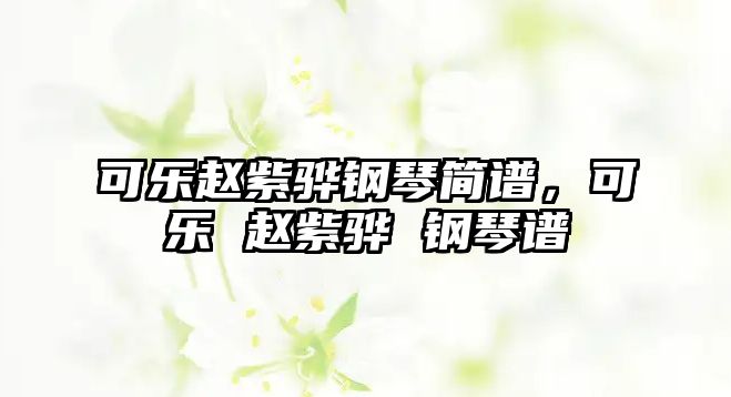 可樂趙紫驊鋼琴簡譜，可樂 趙紫驊 鋼琴譜