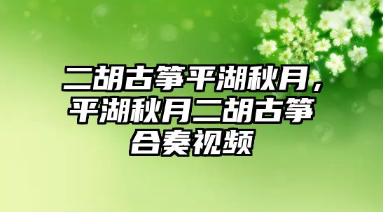 二胡古箏平湖秋月，平湖秋月二胡古箏合奏視頻