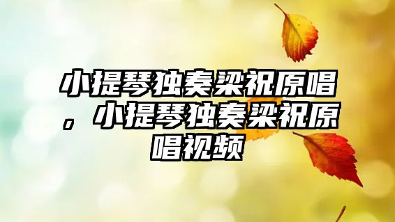 小提琴獨奏梁祝原唱，小提琴獨奏梁祝原唱視頻