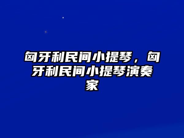 匈牙利民間小提琴，匈牙利民間小提琴演奏家