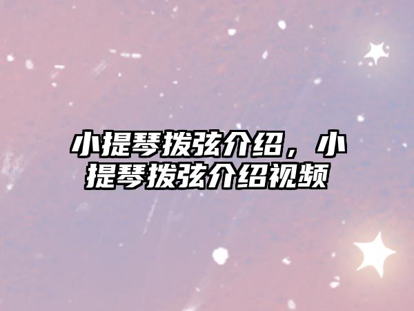 小提琴撥弦介紹，小提琴撥弦介紹視頻