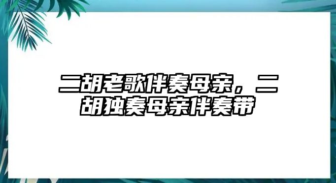 二胡老歌伴奏母親，二胡獨奏母親伴奏帶