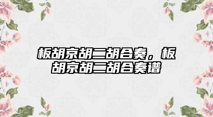 板胡京胡二胡合奏，板胡京胡二胡合奏譜