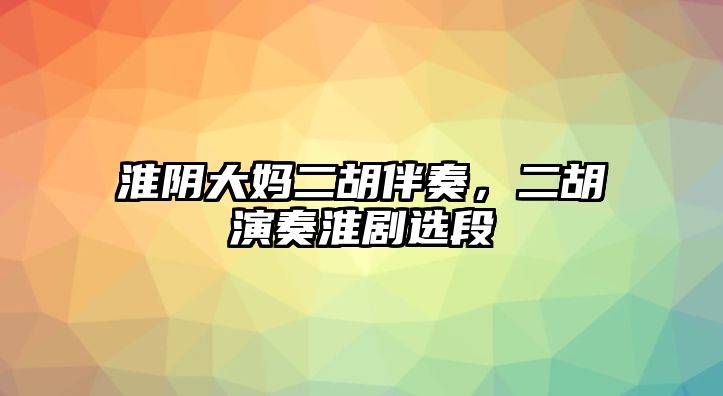 淮陰大媽二胡伴奏，二胡演奏淮劇選段