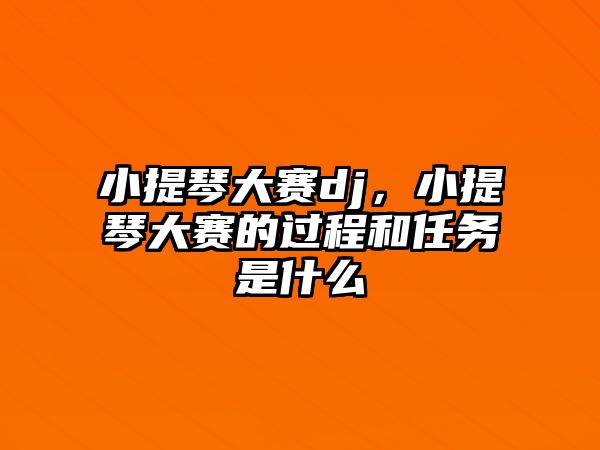 小提琴大賽dj，小提琴大賽的過程和任務是什么