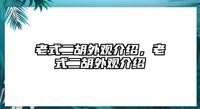 老式二胡外觀介紹，老式二胡外觀介紹