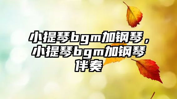 小提琴bgm加鋼琴，小提琴bgm加鋼琴伴奏