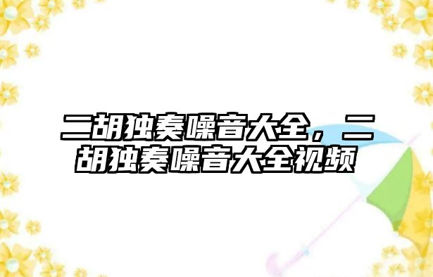 二胡獨奏噪音大全，二胡獨奏噪音大全視頻