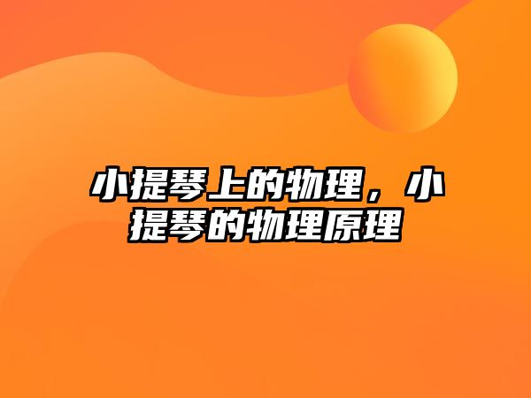 小提琴上的物理，小提琴的物理原理