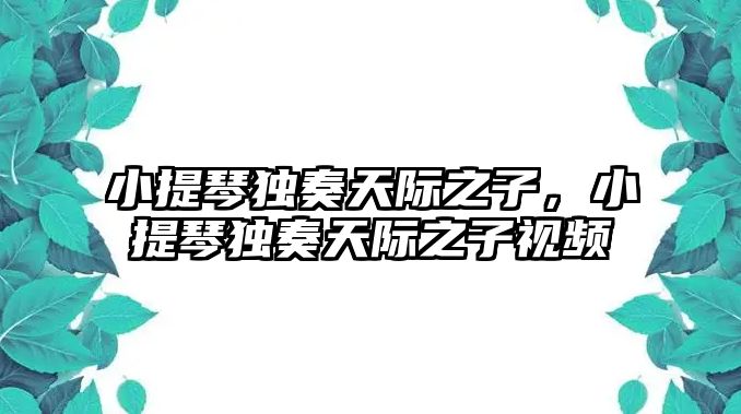 小提琴獨(dú)奏天際之子，小提琴獨(dú)奏天際之子視頻