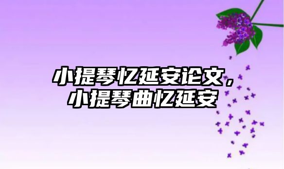 小提琴憶延安論文，小提琴曲憶延安