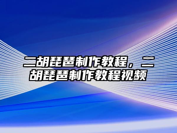 二胡琵琶制作教程，二胡琵琶制作教程視頻