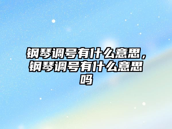 鋼琴調號有什么意思，鋼琴調號有什么意思嗎