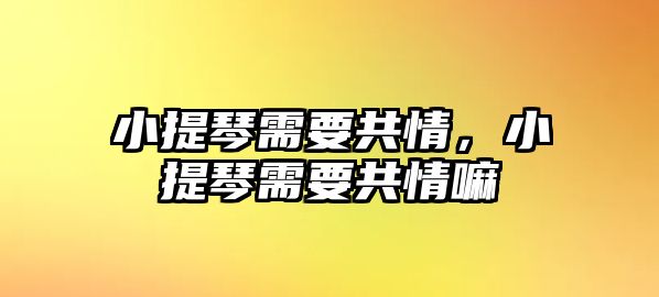 小提琴需要共情，小提琴需要共情嘛