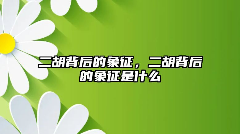 二胡背后的象征，二胡背后的象征是什么