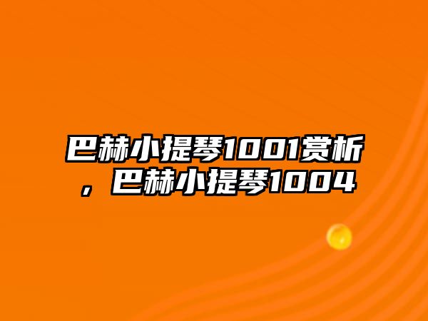 巴赫小提琴1001賞析，巴赫小提琴1004