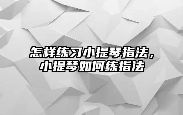 怎樣練習小提琴指法，小提琴如何練指法