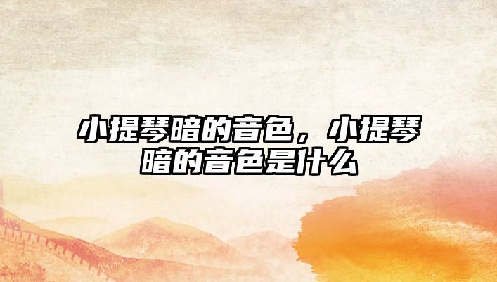 小提琴暗的音色，小提琴暗的音色是什么