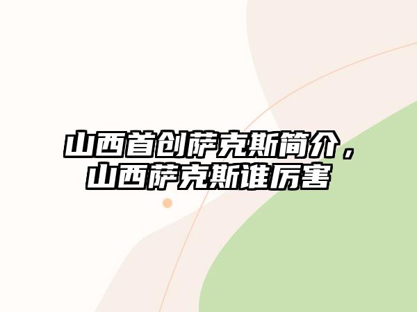 山西首創薩克斯簡介，山西薩克斯誰厲害